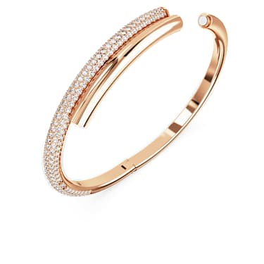 Dextera bangle, Magnetic closure, White, Rose gold-tone plated - Swarovski, 5700931