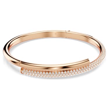 Pevný náramek Dextera, Magnetické zapínání, Bílý, Pokoveno v růžovozlatém odstínu - Swarovski, 5700932