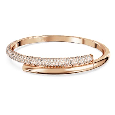 Pevný náramek Dextera, Magnetické zapínání, Bílý, Pokoveno v růžovozlatém odstínu - Swarovski, 5700932