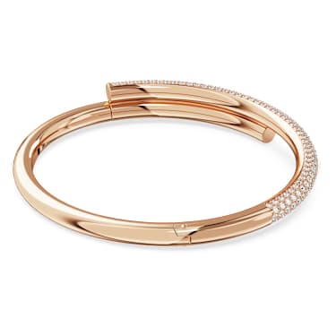 Pevný náramek Dextera, Magnetické zapínání, Bílý, Pokoveno v růžovozlatém odstínu - Swarovski, 5700932