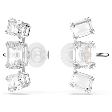 Millenia 클립 이어링, 옥타곤 컷, 화이트, 로듐 플래팅 - Swarovski, 5701274