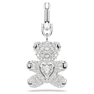 Symbolica charm, Bear, White, Rhodium plated - Swarovski, 5701277
