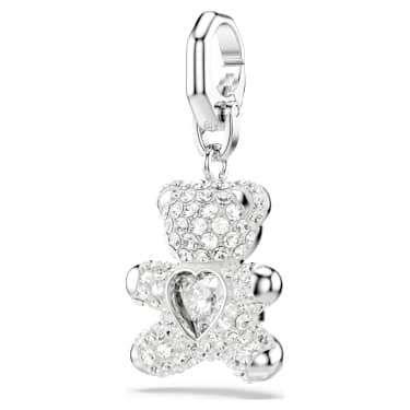 Symbolica charm, Bear, White, Rhodium plated - Swarovski, 5701277