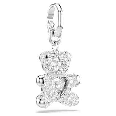 Symbolica charm, Bear, White, Rhodium plated - Swarovski, 5701277