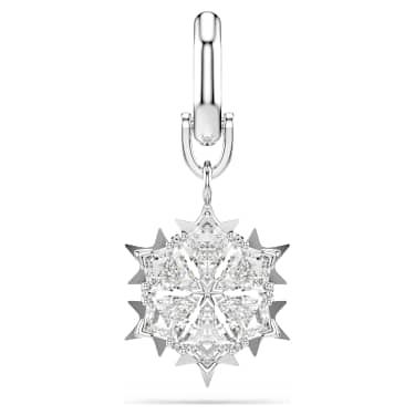 Symbolica charm, Snowflake, White, Rhodium plated - Swarovski, 5701278