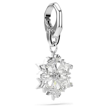 Symbolica charm, Snowflake, White, Rhodium plated - Swarovski, 5701278