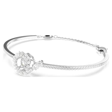 Snake กำไล, ผสมผสานเหลี่ยมเจียระไนหลายหลายรูปแบบ, ปีมะเส็ง, ขาว, เคลือบโรเดียม - Swarovski, 5701374