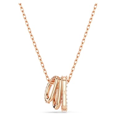 Hyperbola pendant, Mixed cuts, White, Rose gold-tone plated - Swarovski, 5701494