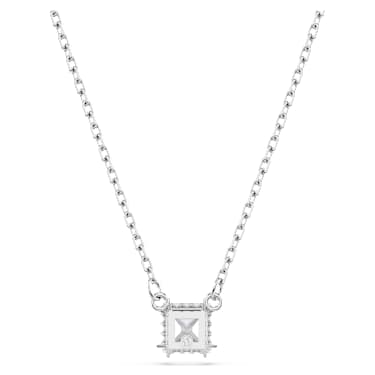 Pendente Stilla Attract, Taglio squadrato, Bianco, Placcato rodio - Swarovski, 5701903