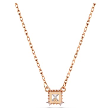 Stilla Attract pendant, Square cut, White, Rose gold-tone plated - Swarovski, 5701904