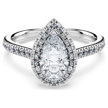 Eternity halo solitaire ring, Lab-grown diamonds 1.3 ct tw, Mixed cuts, 14K white gold - Swarovski, 5702173
