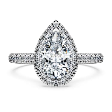 Eternity halo solitaire ring, Lab-grown diamonds 1.3 ct tw, Mixed cuts, 14K white gold - Swarovski, 5702173