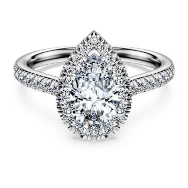 Eternity Halo-solitärring, Labbodlade diamanter 1,3 ct tw, Päronformad, 18K vitguld - Swarovski, 5702177
