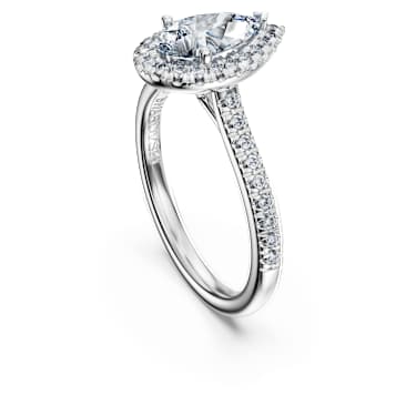 Bague solitaire halo Eternity, Diamants de synthèse 1,3 ct tw, Forme de poire, Or blanc 18 carats - Swarovski, 5702179