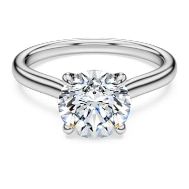 Eternity solitaire ring, Lab-grown diamonds 2 ct tw, Round shape, 18K white gold - Swarovski, 5702184