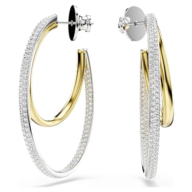 Hyperbola 후프 이어링, 라운드 컷, 미디엄, 화이트, 믹스 메탈 피니시 - Swarovski, 5702400