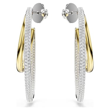 Hyperbola 후프 이어링, 라운드 컷, 미디엄, 화이트, 믹스 메탈 피니시 - Swarovski, 5702400