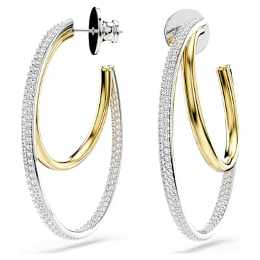 Hyperbola 후프 이어링, 라운드 컷, 미디엄, 화이트, 믹스 메탈 피니시 - Swarovski, 5702400