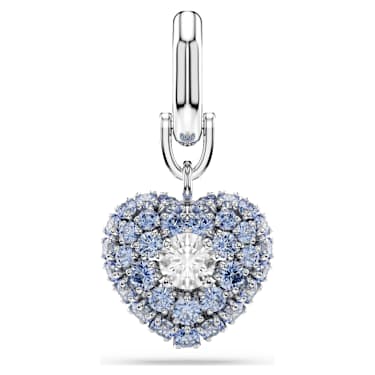 Symbolica charm, Heart, Blue, Rhodium plated - Swarovski, 5702701