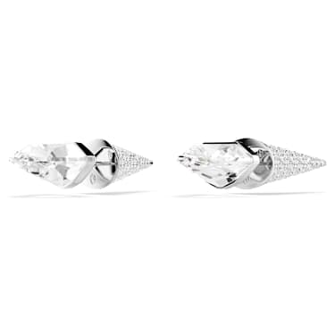 Lucent stud earrings, Pavé, Spike, White, Rhodium plated | Swarovski