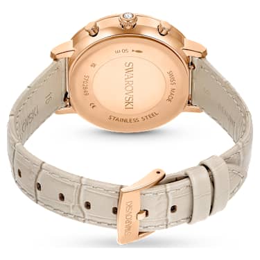 Matrix Tennis Chrono 워치, 스위스 메이드, 레더 스트랩, 베이지, 로즈 골드 톤 피니시 - Swarovski, 5702849