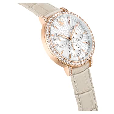 Matrix Tennis Chrono 워치, 스위스 메이드, 레더 스트랩, 베이지, 로즈 골드 톤 피니시 - Swarovski, 5702849