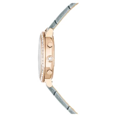 Matrix Tennis Chrono 워치, 스위스 메이드, 레더 스트랩, 그레이, 샴페인 골드 톤 피니시 - Swarovski, 5702851