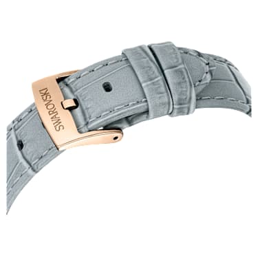 Matrix Tennis Chrono 워치, 스위스 메이드, 레더 스트랩, 그레이, 샴페인 골드 톤 피니시 - Swarovski, 5702851