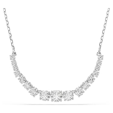Matrix necklace, Gradient of round cuts, White, Rhodium plated - Swarovski, 5705396