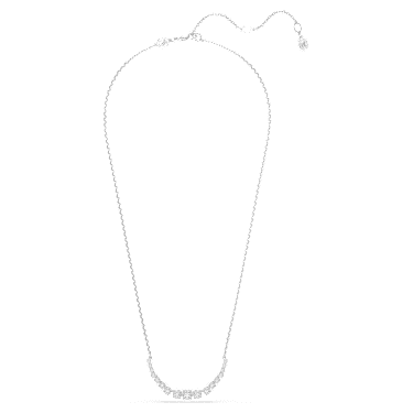 Matrix necklace, Gradient of round cuts, White, Rhodium plated - Swarovski, 5705396