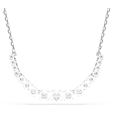 Matrix necklace, Gradient of round cuts, White, Rhodium plated - Swarovski, 5705396