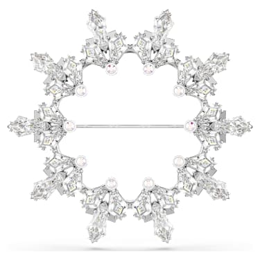 Idyllia 胸针, 混合切割, 雪花, 白色, 镀铑 - Swarovski, 5705397