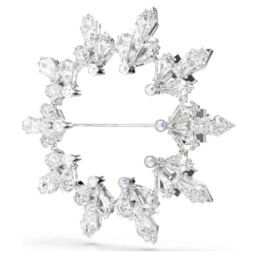 Idyllia 胸针, 混合切割, 雪花, 白色, 镀铑 - Swarovski, 5705397