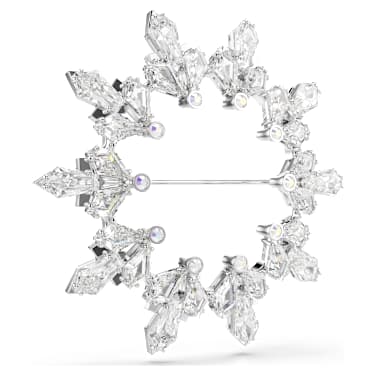 Idyllia 胸针, 混合切割, 雪花, 白色, 镀铑 - Swarovski, 5705397