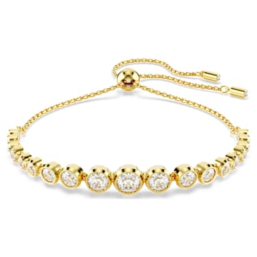 Imber Tennis Armband, Gemischte Rundschliffe, Weiß, Goldlegierungsschicht - Swarovski, 5705450