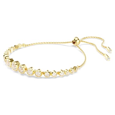 Brățară Tennis Imber, Diverse tăieturi rotunde, Alb, Placat cu auriu - Swarovski, 5705450