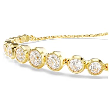 Brățară Tennis Imber, Diverse tăieturi rotunde, Alb, Placat cu auriu - Swarovski, 5705450
