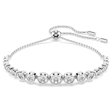 Imber Tennis bracelet, Mixed round cuts, White, Rhodium plated - Swarovski, 5705451