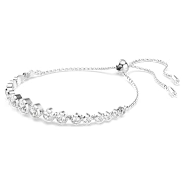 Imber Tennis bracelet, Mixed round cuts, White, Rhodium