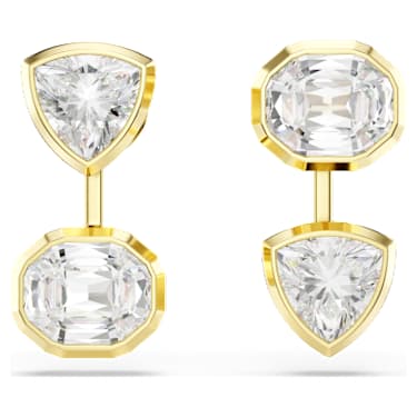 Invólucros para brincos Imber, Design assimétrico, Combinação de lapidações, Brancos, Acabamento em ouro de 18 quilates - Swarovski, 5705461