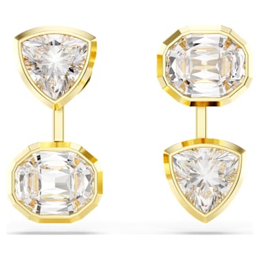 Boucles d’oreilles transformables Imber, Design asymétrique, Tailles variées, Blanches, Placage de ton or - Swarovski, 5705461