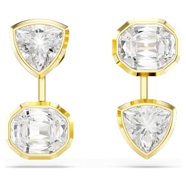 Imber earring jackets, Asymmetrisch ontwerp, Verschillende slijpvormen, Wit, ‎18k gouden afwerking - Swarovski, 5705461