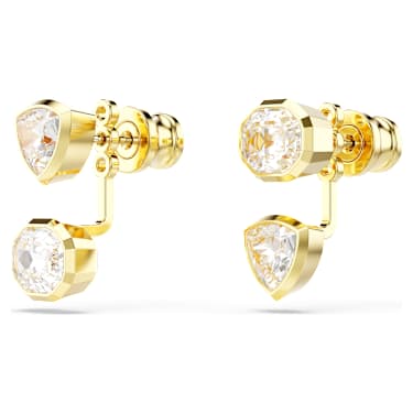 Imber earring jackets, Asymmetrical design, Mixed cuts, White, Gold-tone plated - Swarovski, 5705461