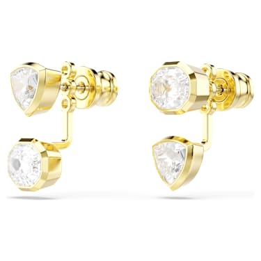 Imber earring jackets, Asymmetrisch ontwerp, Verschillende slijpvormen, Wit, ‎18k gouden afwerking - Swarovski, 5705461