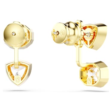 Imber earring jackets, Asymmetrical design, Mixed cuts, White, Gold-tone plated - Swarovski, 5705461