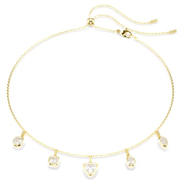 Imber necklace, Mixed cuts, White, Gold-tone plated - Swarovski, 5705463