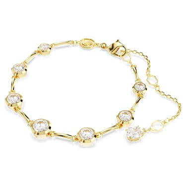 Imber Tennis 브레이슬릿, 라운드 컷 믹스, 화이트, 골드 톤 플래팅 - Swarovski, 5705465