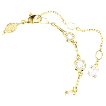 Imber Tennis 브레이슬릿, 라운드 컷 믹스, 화이트, 골드 톤 플래팅 - Swarovski, 5705465