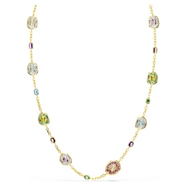 Chroma Dizi Kolye, Sekizgen kesim, Çok renkli, 18k altın rengi yüzey - Swarovski, 5705581