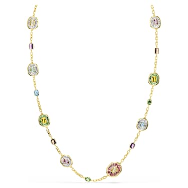 Chroma Dizi Kolye, Sekizgen kesim, Çok renkli, 18k altın rengi yüzey - Swarovski, 5705581